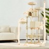 81.1 Inch Large Cat Tree Tower  with 13 Scratching Posts, 2 Perches, 2 Caves, Basket, Hammock, Pompoms - Multi-Level Plush Cat Condo for Indoor Cats - 2 of 4