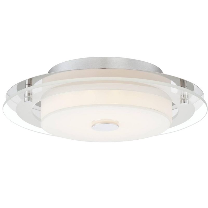 Possini Euro Design Clarival Modern Ceiling Light Flush Mount Fixture 12 1/2" Wide Chrome Dimmable LED Clear Ring White Acrylic Diffuser for Bedroom, 1 of 9