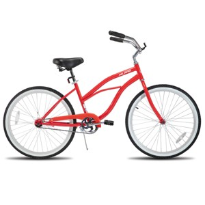 HILAND 24 26 inch Beach Cruiser Bike for Adults Women Men, Step Through City Commuter Bicycle, Black/Blue/Red - 1 of 4
