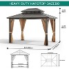 10' x 12' Hardtop Gazebo, Metal Gazebo Aluminum Frame Double Galvanized Steel Roof Curtains Netting Included Pergolas for Patios Garden Parties Khaki - 4 of 4