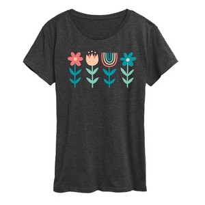 Women's - Instant Message - Scandinavian Boho Flowers Short Sleeve Graphic T-Shirt - 1 of 4