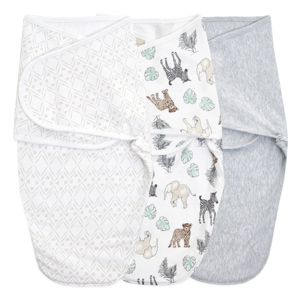 Photos - Other Textiles aden + anais essentials Baby 100 Cotton Quick Change Easy 3pk Sleeveless Swaddle Wraps - Toile - 0-3m