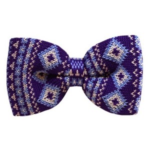 TheDapperTie Men's Purple And Steel Blue With Des 2.75 W And 4.75 L Inch Knit Pre-Tied Bow Tie - 1 of 3
