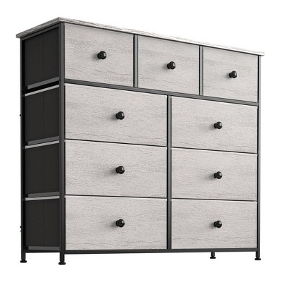 Image of REAHOME 9 Drawer Steel Frame Bedroom Storage Organizer Chest Dresser with Waterproof Top, Adjustable Feet, and Wall Safety Attachment, Dark Taupe