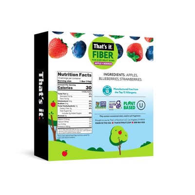 That's It. Fiber Fun Size Apple + Berries Fruit Bars - 0.35oz/12ct