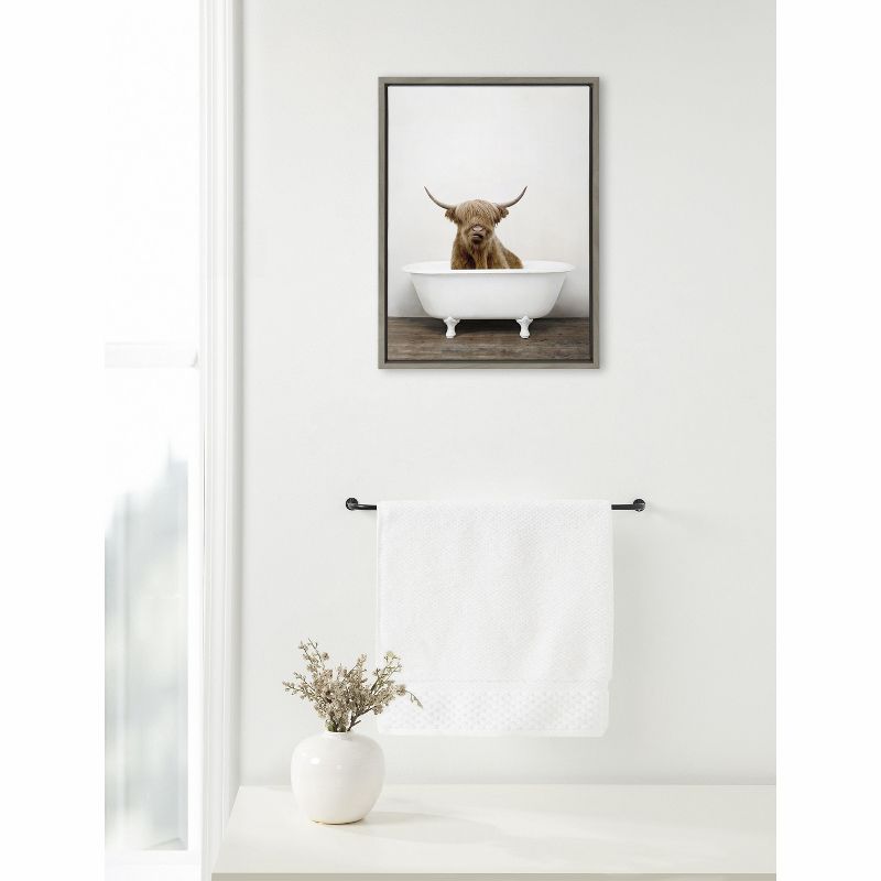 Kate and Laurel Sylvie Highland Cow in Tub Color Framed Canvas by Amy Peterson Art Studio, 5 of 7