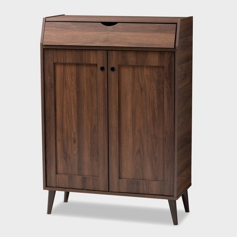 Cormier Walnut Finished 2 Door Wood Entryway Shoe Storage Cabinet Brown Baxton Studio Target