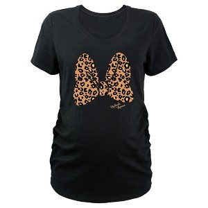 Women's Mickey & Friends Cheetah Bow Print Maternity T-Shirt - 1 of 3