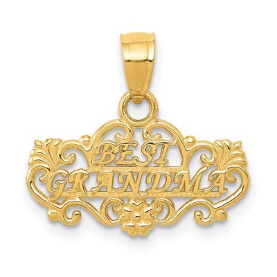 Black Bow Jewelry 14k Yellow Gold Best Grandma Pendant, 18mm