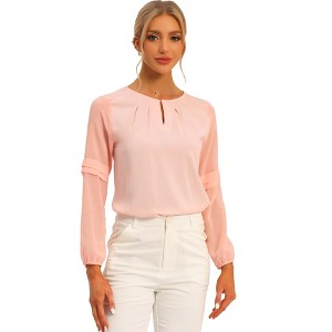 INSPIRE CHIC Women's Chiffon Semi Sheer Keyhole Neck Elegant Work Blouse - 1 of 4