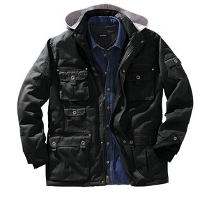 Boulder Creek by KingSize Men's Big & Tall 9 Pocket Twill Utility Jacket With Removable Hood - 1 of 4