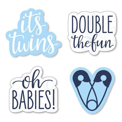 Big Dot of Happiness It's Twin Boys  - DIY Shaped Blue Twins Baby Shower Cut-Outs - 24 Count