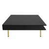 Mayeerty Coffee Table with 2 Small Drawers, 2-Tier Square Center Table for Living Room, Black - 3 of 4