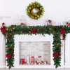 6FT Christmas Garland - PVC Artificial Greenery with Electroplated Balls, Pinecones & Poinsettias, Perfect Holiday Decor for Mantel, Indoor Outdoor - 3 of 4