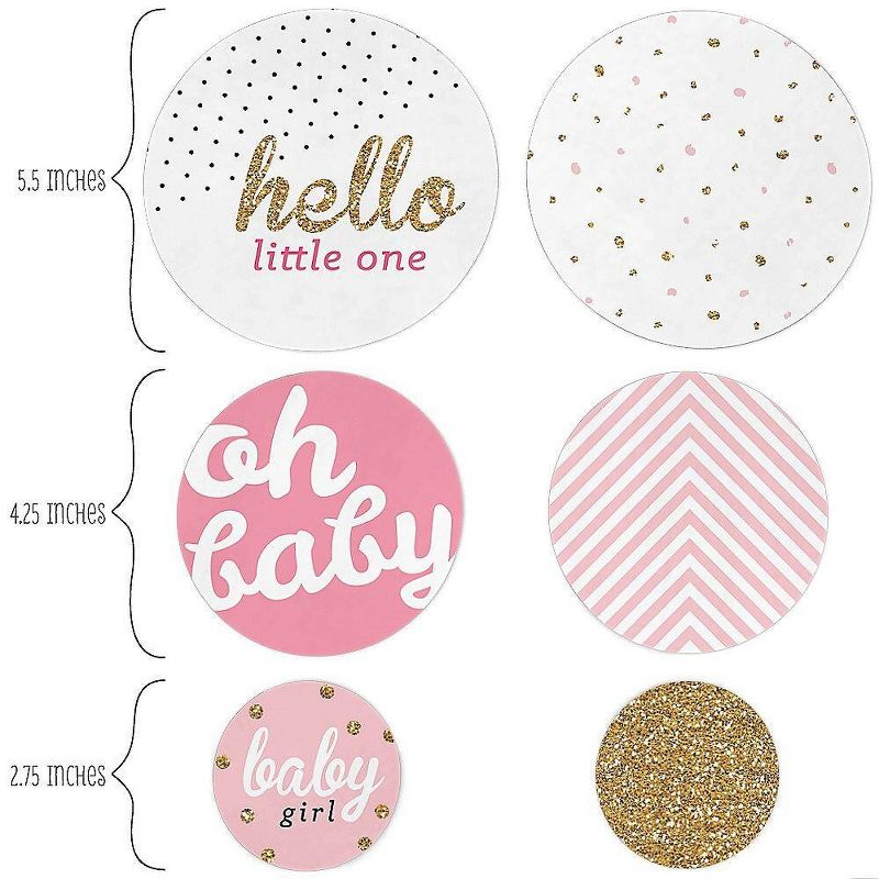 Big Dot of Happiness Hello Little One - Pink and Gold - Girl Baby Shower Giant Circle Confetti - Party Decorations - Large Confetti 27 Count, 2 of 8
