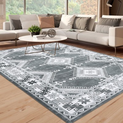 Area Rug Living Room Rug Moroccan Rug Soft Rugs Non-Slip Rubber Backing Boho Vintage Carpet for Bedroom Dining Nursery Home Office
