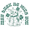 Juniors Womens Star Wars: The Mandalorian St. Patrick's Day Grogu May Luck be with You Retro T-Shirt - 2 of 4