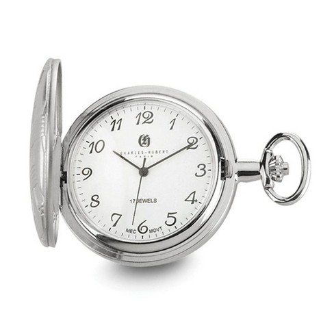 Black Bow Jewelry Charles Hubert Chrome Finish Brass Basketweave 42mm Pocket Watch Target