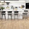 JUJABU 25.6 Inch Set of 2 Modern Counter Bar Stools with Back and Faux Leather Upholstered, Classic Black - 2 of 4