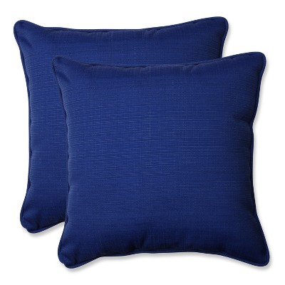 18.5"x18.5" Fresco 2pc Square Outdoor Throw Pillows Navy - Pillow Perfect: Weather-Resistant, Self-Cord Edge