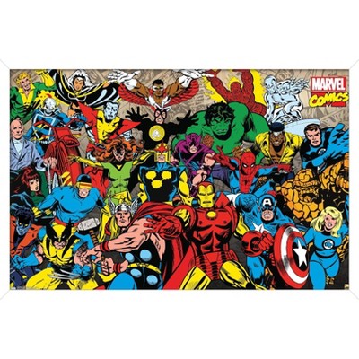 Trends International Marvel Comics Retro Lineup Framed Wall Poster ...