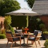 Four Seasons Courtyard 9 Foot Naples Market Patio Umbrella Round Polyester Fabric Outdoor Backyard Shaded Canopy with Push Button Tilt, Natural Color - 4 of 4