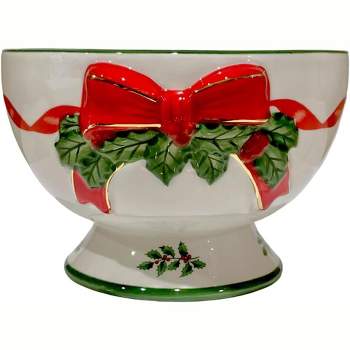 Spode Christmas Tree Ribbon Nut Bowl, 6 Inch Serving Bowl for Candies, Nuts, or Desserts  Decorative Bowl for Christmas and Holiday Season