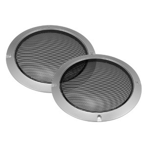 Unique Bargains Round Mesh Trim Subwoofer Grille Horn Speaker Protective Cover Silver Tone 2 Pcs - 1 of 4