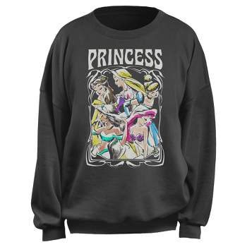 Junior's Disney Princess Sketch Group Poster  Sweatshirt - Charcoal - Medium