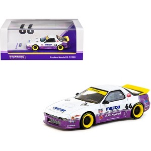 Mazda RX-7 FC3S Pandem RHD #66 White and Purple with Graphics "Hobby64" Series 1/64 Diecast Model Car by Tarmac Works - 1 of 3