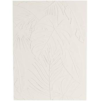 Olivia & May 47"x35" Wooden Leaf Embossed Wall Decor White