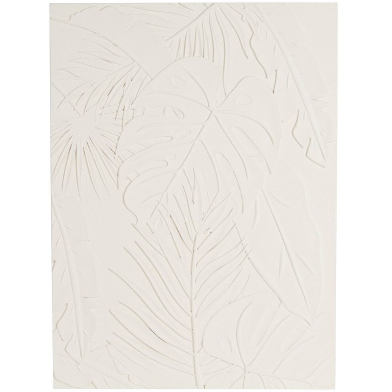 Olivia &#38; May 47&#34;x35&#34; Wooden Leaf Embossed Wall Decor White, 1 of 8