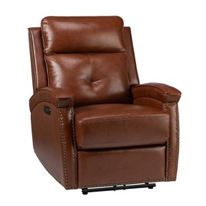 Hermann Contemporary Genuine Leather Power Recliner With Special Shaped Arms for Living Room and Bedroom  | ARTFUL LIVING DESIGN - 1 of 4