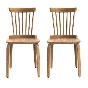 Farmhouse Dining Chair Set Of 2, Solid Wood Dining Room Chairs With Spindle High Back, Kitchen Chairs With Anti-slip Rubber Feet For Home Restaurant - 1 of 4