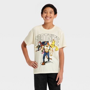 Boys' Fortnite Oversized Short Sleeve Graphic T-Shirt - Cream - 1 of 4