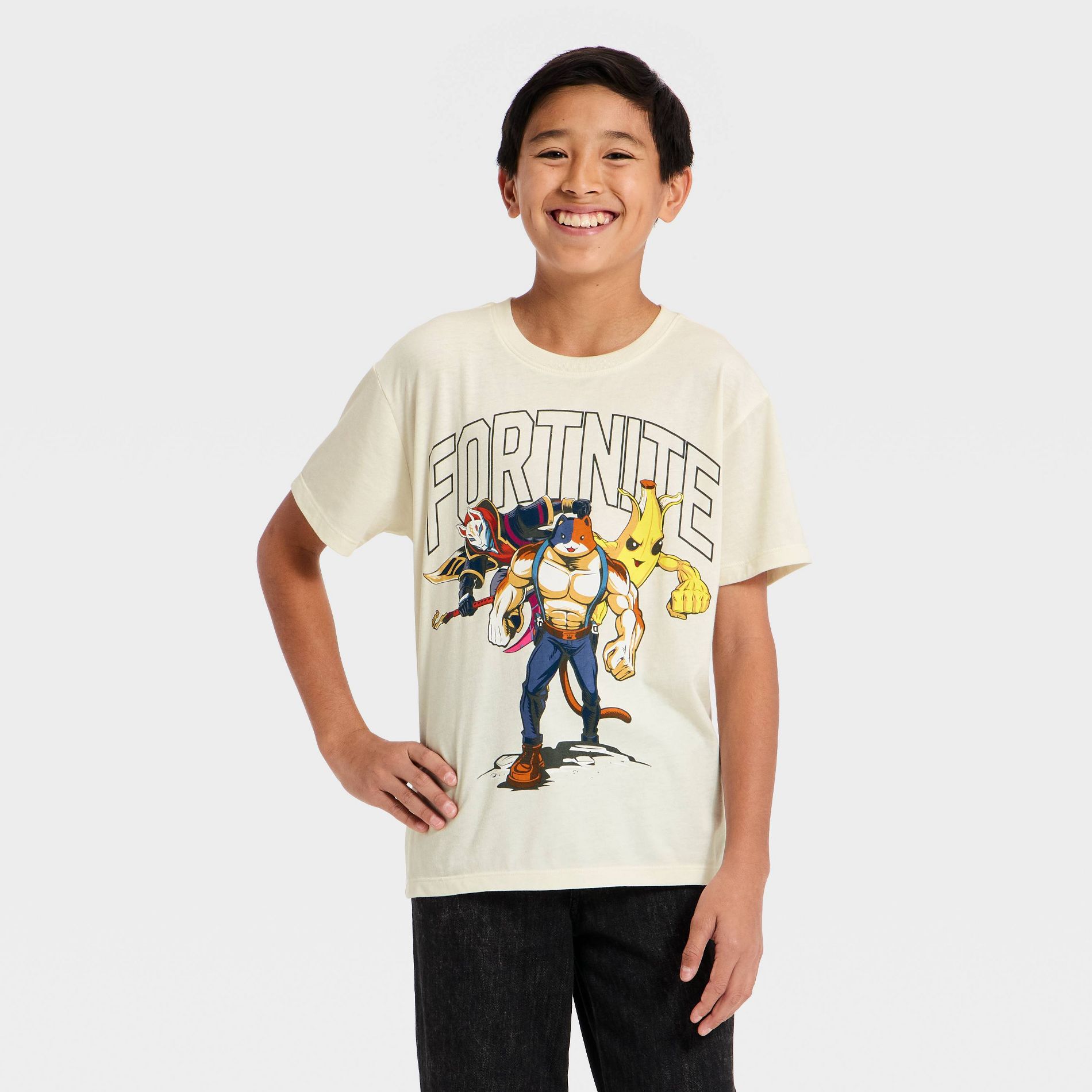 Boys' Fortnite Oversized Short Sleeve Graphic T-Shirt - Cream