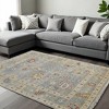 Blue Taupe And Gray Wool Floral Hand Knotted Area Rug With Fringe - 2 of 4