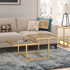 Metal Two-Tier Glass Top Gold Coffee Table - Henn&Hart - 1 of 4