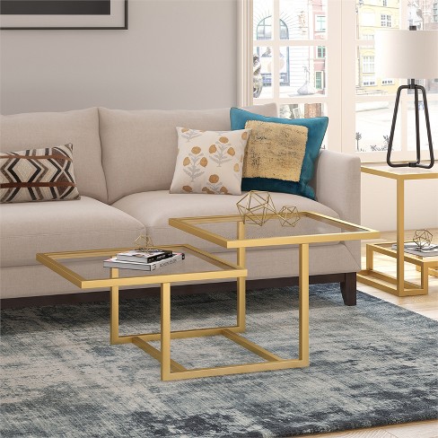 Metal Two-tier Glass Top Gold Coffee Table - Henn&hart : Target