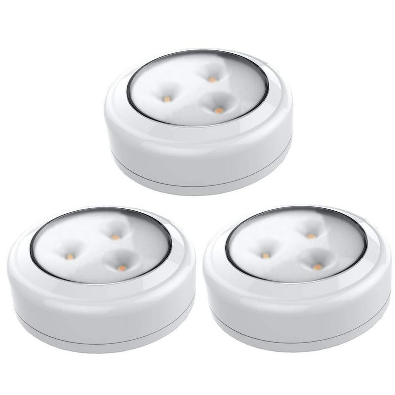 Wireless White LED Puck Light 3-Pack with Tap Technology