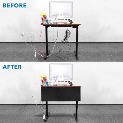 Black Fabric Under Desk Privacy Panel with Organizer Pockets