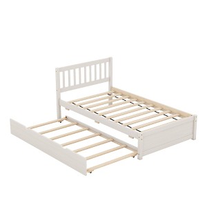 NicBex Wooden Twin Size Platform Bed with Trundle for Adults,Boys,Girls - 1 of 4