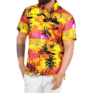 LA LEELA Men's Hawaiian Shirts Short Sleeve Button Down Shirt Mens Casual Shirts Vacation Tropical Beach Summer Party Shirts Funny - 1 of 4