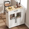 Retro Kitchen Island with 2 Glass Door Cabinets & Spice Rack,  Coffee Bar Station with Towel Holder, Storage Drawer for Dining Room - 3 of 4