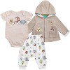 Disney Winnie the Pooh Baby Boys Pants Set with Bodysuit and Hooded Snap Quilted Jacket 3 Pack Set for Infant - 2 of 4