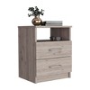Kumasinova Modern Nightstand with Open Shelf,19.9" Wooden Night Stand with Drawers,Functional Bedside Table for Bedroom,Bedroom Furniture,Light Gray - 4 of 4