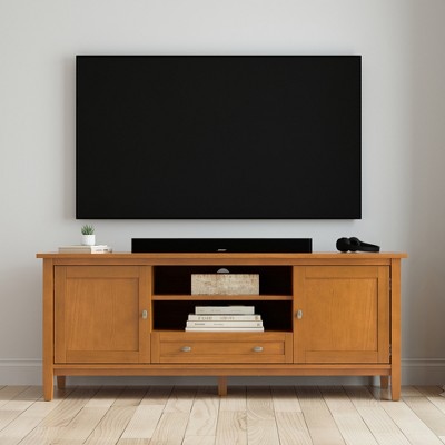 60" Solid Wood Transitional Shaker Style TV Media Stand with Cable Management, Adjustable Shelves and Metal Drawer Glides for Living Room and Bedroom