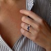 EVERLY JEWELRY | Sterling Silver 1.14 CT TGW Created Blue Sapphire and Diamond Accent Double Heart Infinity Ring - 4 of 4
