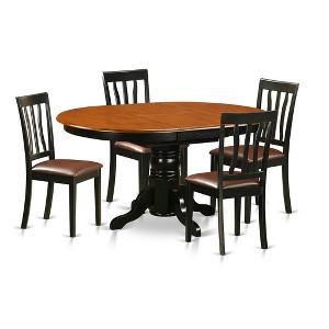 HomeStock Dining Room Set - Kitchen Dinette Table And 4 Kitchen Chairs, Black & Cherry - 1 of 4