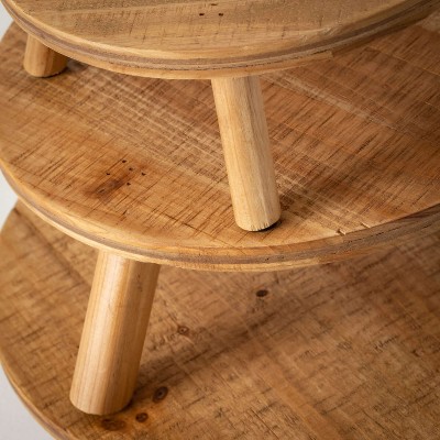Natural Brown Wooden Graduated Risers Set of 3